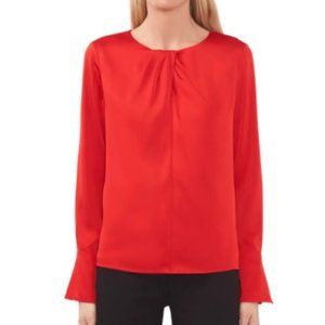 Halogen Ruby Red Twist Neck Satin Blouse, XS